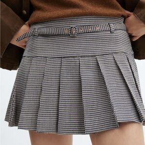 Mango Black and White Skater Mini Skirt